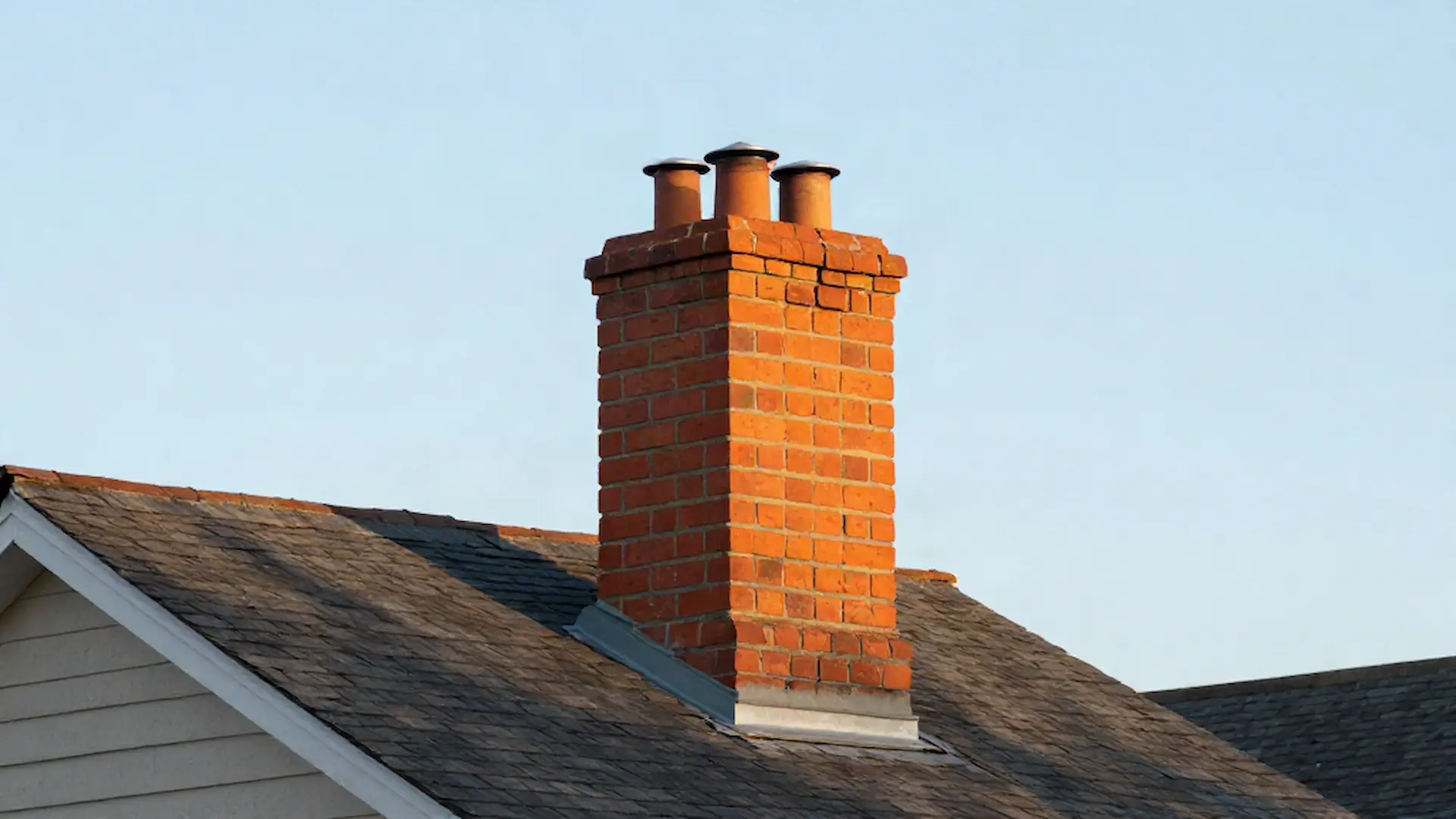 Brick chimney on a home served by Fresh Air Chimney Company in Chicago, IL